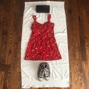 RED FLORAL Realisation Par JULIA MINI DRESS *DUPE*